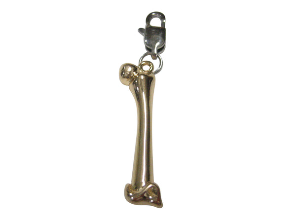 Gold Toned Medical Anatomy Femur Bone Pendant Zipper Pull Charm