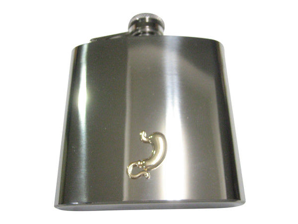 Gold Toned Medical Anatomy Stomach Gastroenterology 6oz Flask