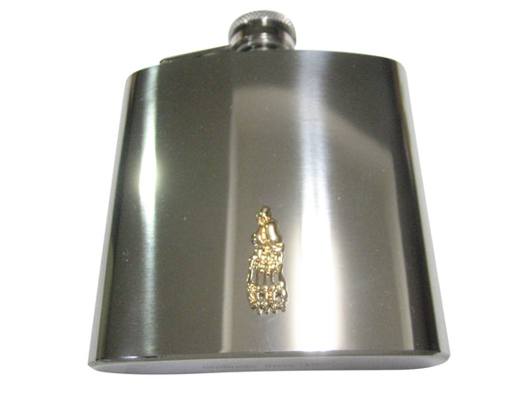 Gold Toned Medical Podiatrist Anatomical Foot Skeleton 6oz Flask