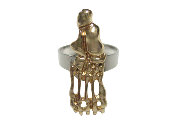 Gold Toned Medical Podiatrist Anatomical Foot Skeleton Adjustable Size Fashion Ring