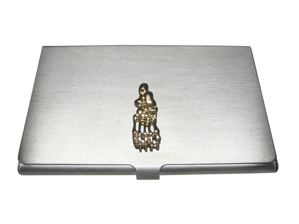 Gold Toned Medical Podiatrist Anatomical Foot Skeleton Business Card Holder