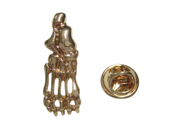 Gold Toned Medical Podiatrist Anatomical Foot Skeleton Lapel Pin