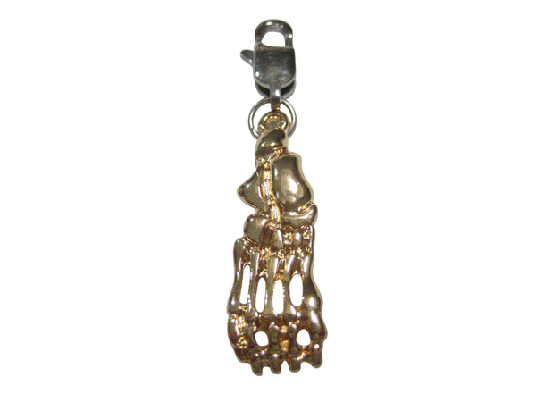 Gold Toned Medical Podiatrist Anatomical Foot Skeleton Pendant Pendant Zipper Pull Charm
