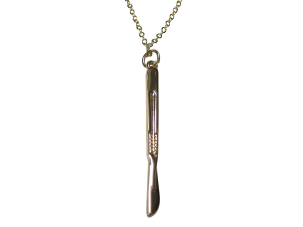 Gold Toned Medical Surgeon Scalpel Knife Pendant Necklace