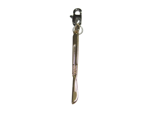 Gold Toned Medical Surgeon Scalpel Knife Pendant Zipper Pull Charm