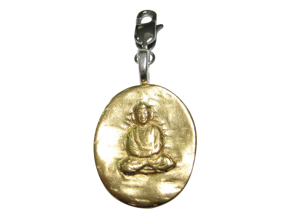 Gold Toned Oval Buddha Buddhism Pendant Zipper Pull Charm