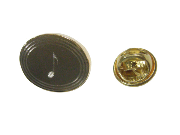 Gold Toned Oval Etched Single Quaver Musical Note Lapel Pin