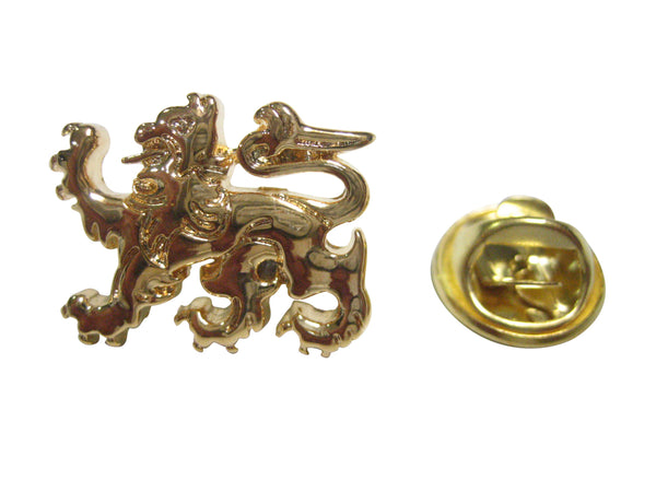 Gold Toned Shiny Heraldic Lion King of Beasts Lapel Pin