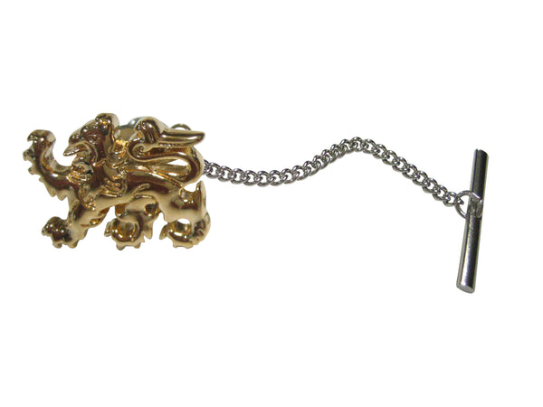 Gold Toned Shiny Heraldic Lion King of Beasts Tie Tack