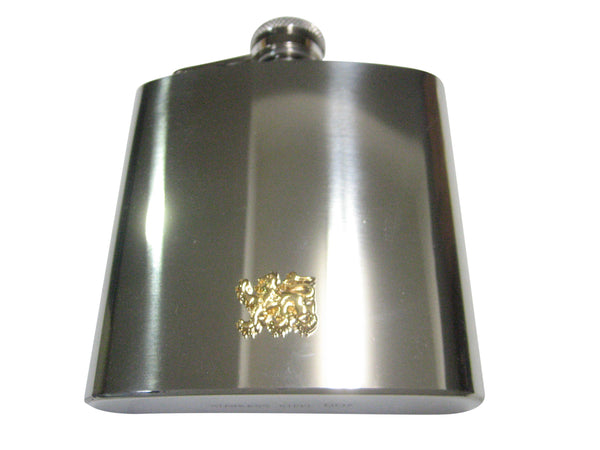 Gold Toned Shiny Scottish Heraldic Lion 6oz Flask