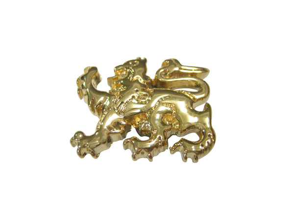 Gold Toned Shiny Scottish Heraldic Lion Magnet