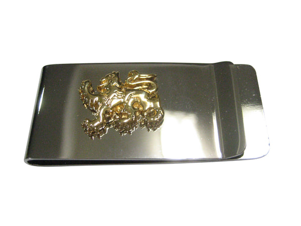 Gold Toned Shiny Scottish Heraldic Lion Money Clip