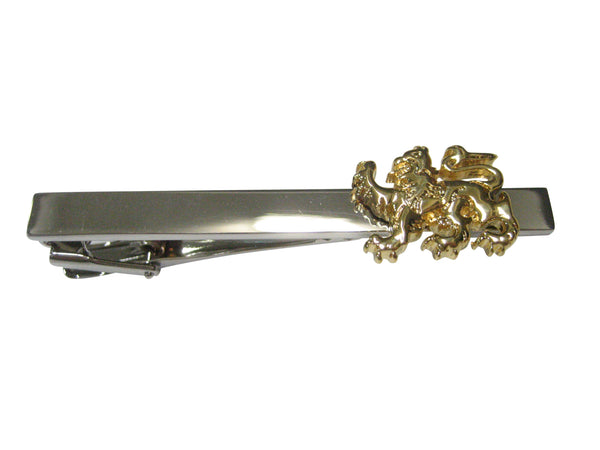 Gold Toned Shiny Scottish Heraldic Lion Tie Clip