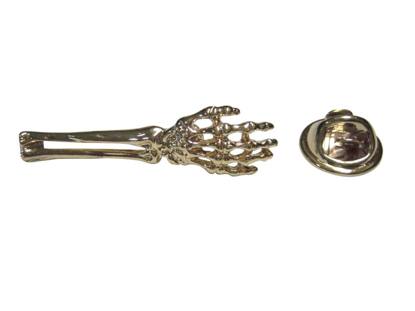 Gold Toned Skeleton Arm Lapel Pin