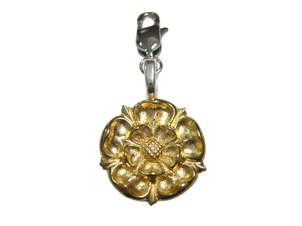 Gold Toned Tudor Rose Pendant Zipper Pull Charm