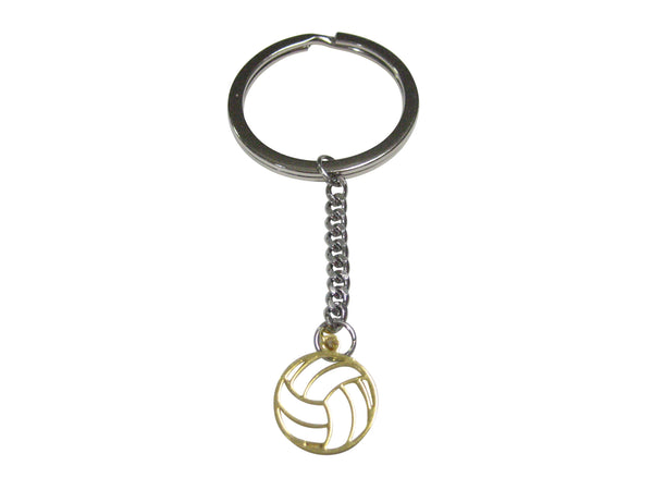 Gold Toned Volleyball Outline Pendant Keychain