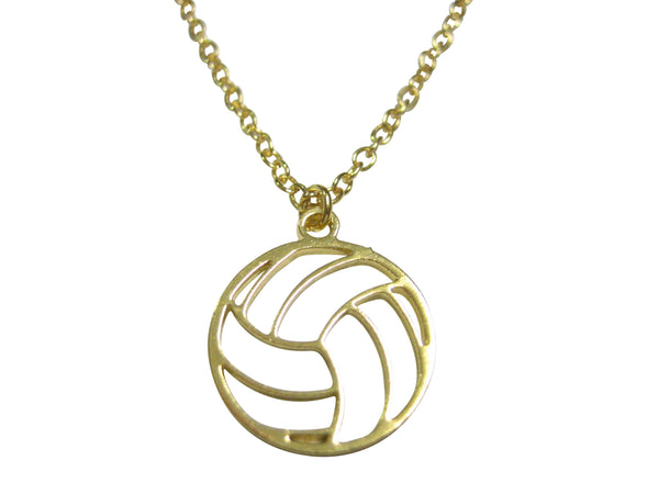 Gold Toned Volleyball Outline Pendant Necklace