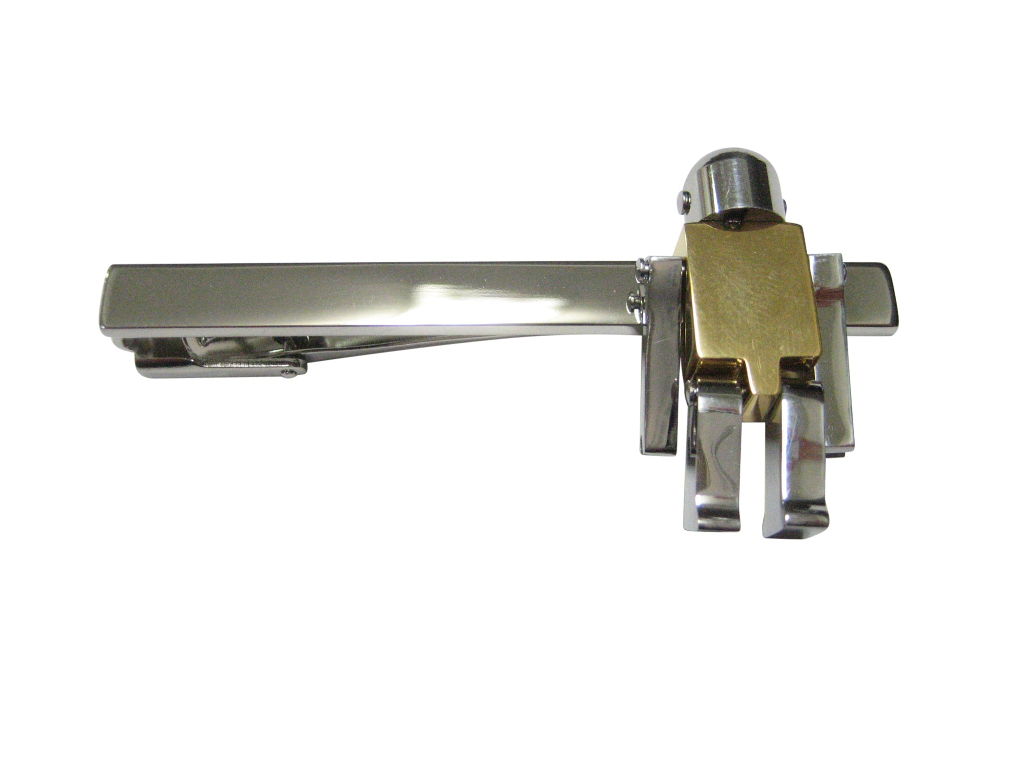 Gold Chrome Robot Square Tie Clip