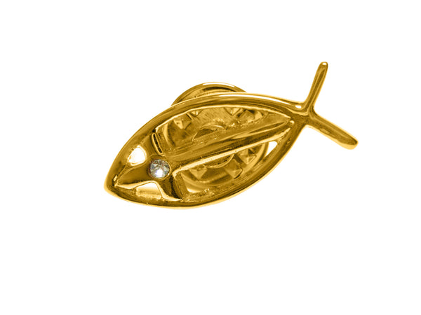 Gold Plated Ichthys Religious Lapel Pin