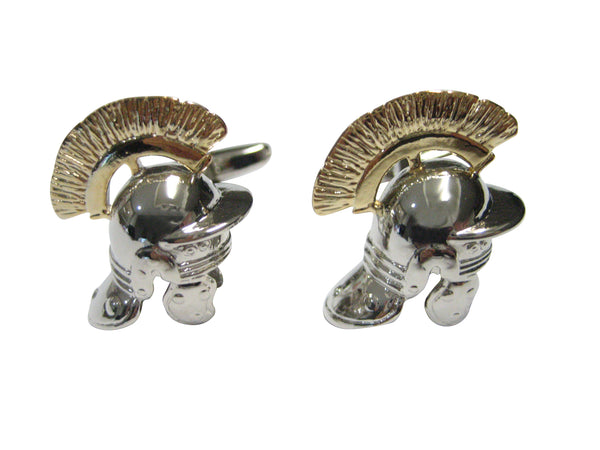 Gold Plumed Ancient Roman War Helmet Cufflinks