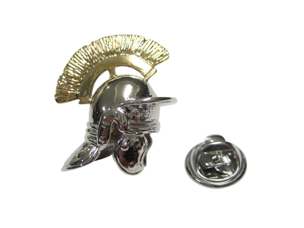 Gold Plumed Ancient Roman War Helmet Lapel PIn