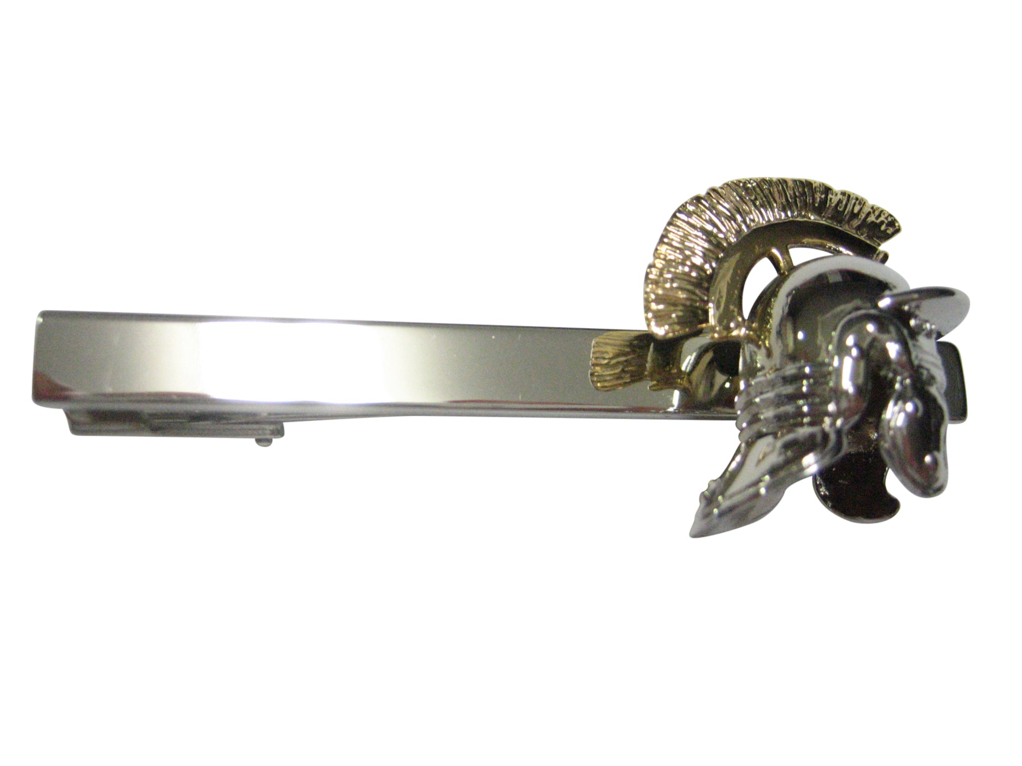 Gold Plumed Ancient Roman War Helmet Square Tie Clip
