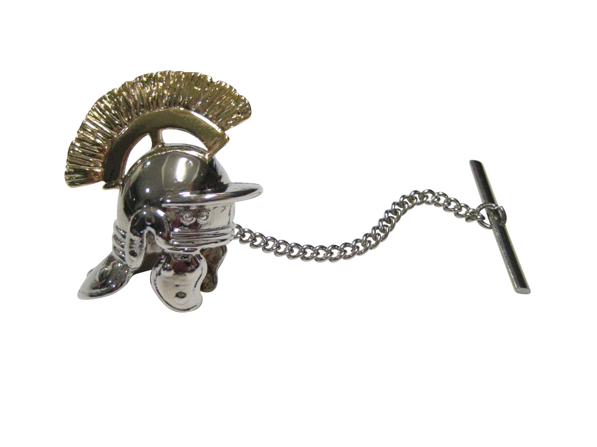 Gold Plumed Ancient Roman War Helmet Tie Tack