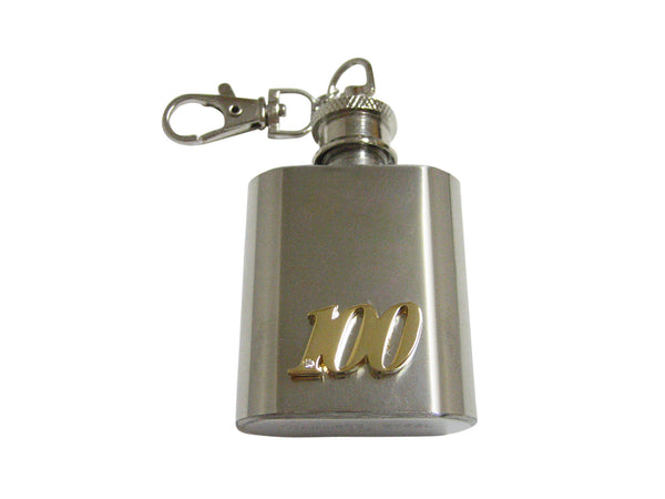 Gold Toned 100 Years 1 Oz. Stainless Steel Key Chain Flask