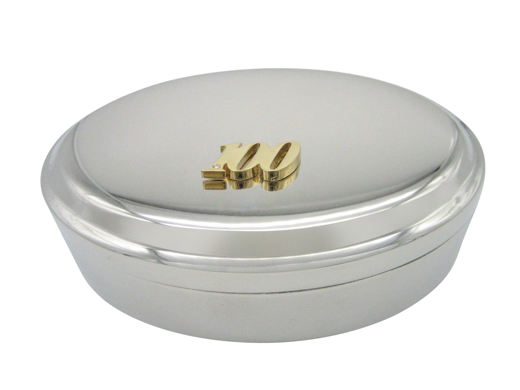 Gold Toned 100 Years Pendant Oval Trinket Jewelry Box