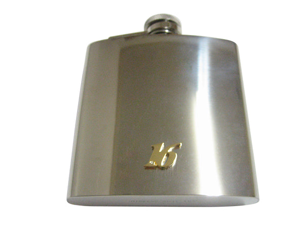 Gold Toned 16 Years 6 Oz. Stainless Steel Flask