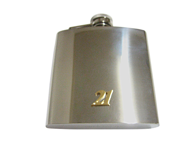 Gold Toned 21 Years 6 Oz. Stainless Steel Flask