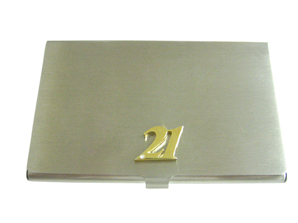 Gold Toned 21 Years Business Card Holder