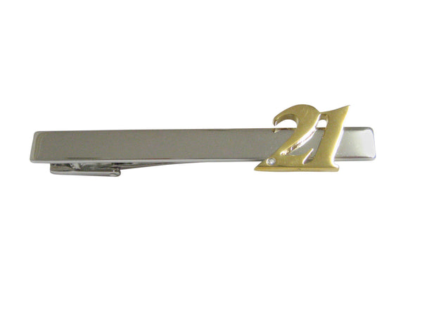 Gold Toned 21 Years Square Tie Clip