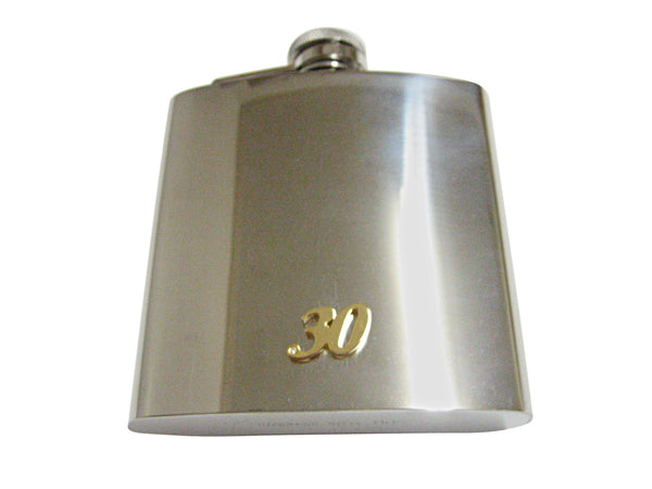 Gold Toned 30 Years 6 Oz. Stainless Steel Flask