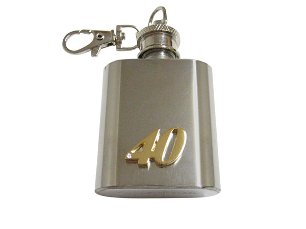 Gold Toned 40 Years 1 Oz. Stainless Steel Key Chain Flask