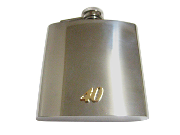 Gold Toned 40 Years 6 Oz. Stainless Steel Flask