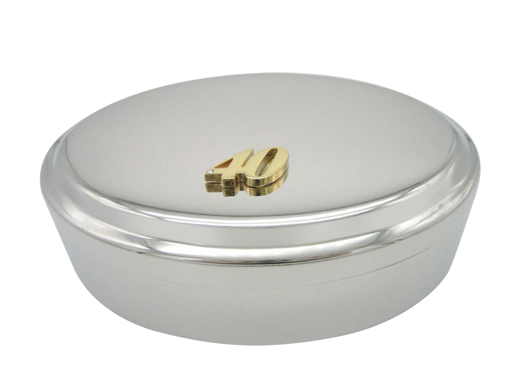 Gold Toned 40 Years Pendant Oval Trinket Jewelry Box