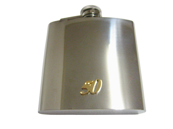Gold Toned 50 Years 6 Oz. Stainless Steel Flask