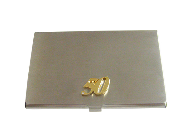 Gold Toned 50 Years Business Card Holder
