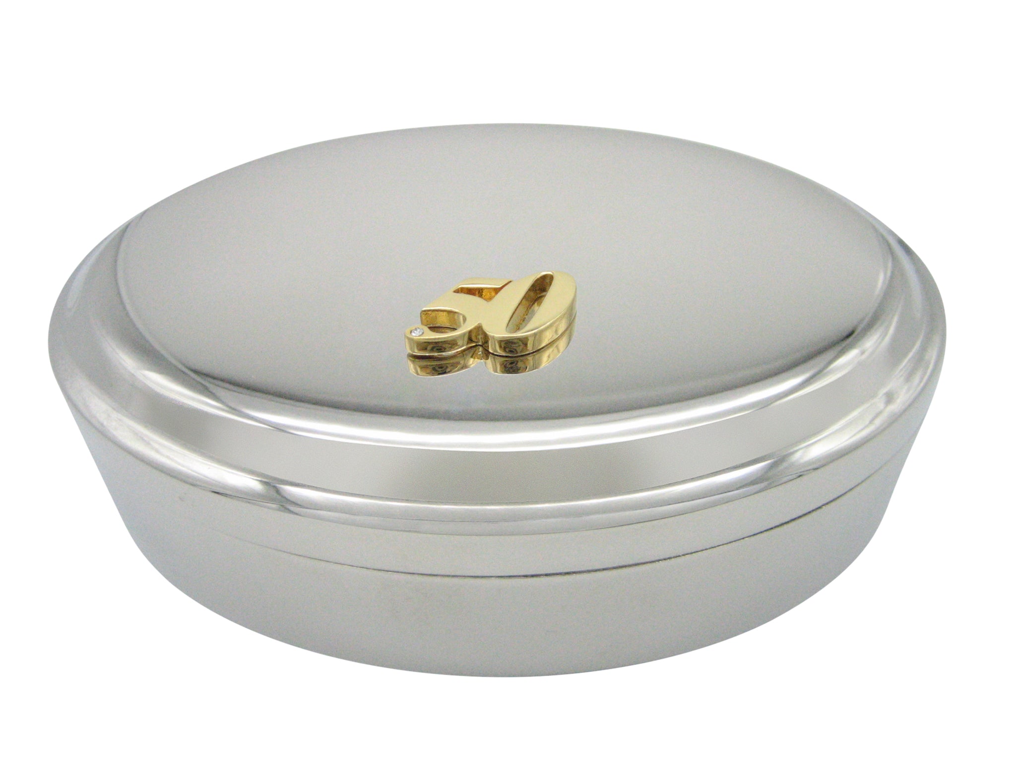 Gold Toned 50 Years Pendant Oval Trinket Jewelry Box