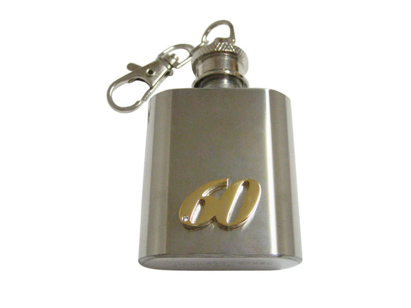 Gold Toned 60 Years 1 Oz. Stainless Steel Key Chain Flask