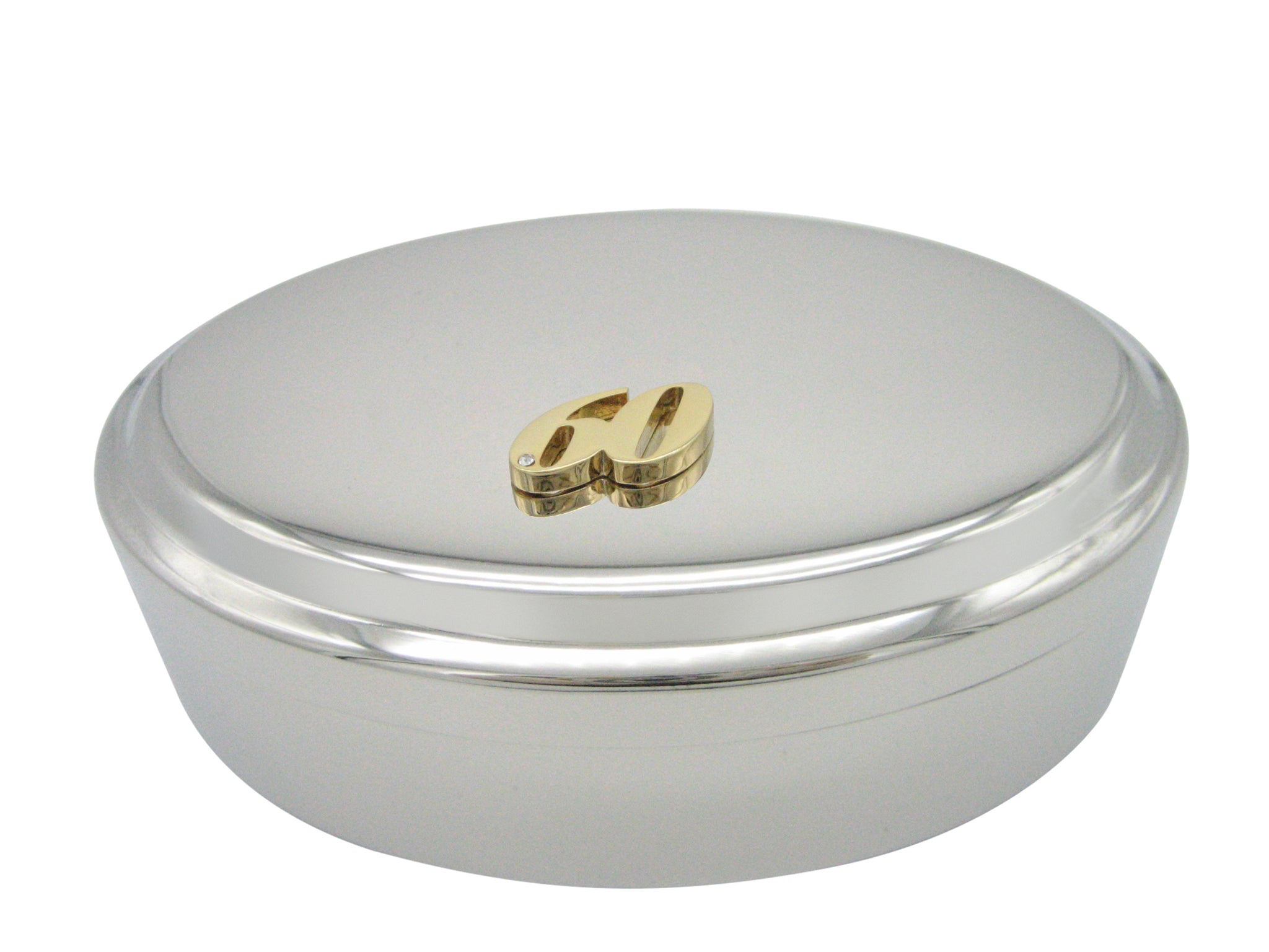Gold Toned 60 Years Pendant Oval Trinket Jewelry Box