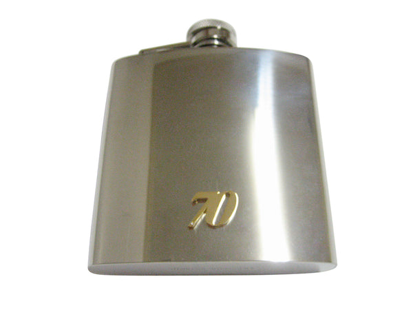 Gold Toned 70 Years 6 Oz. Stainless Steel Flask