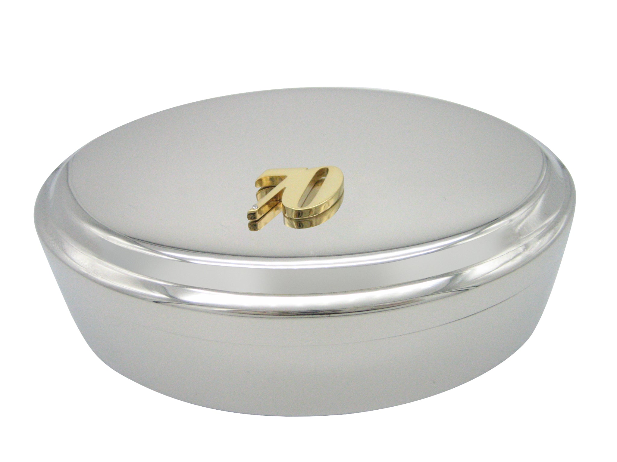 Gold Toned 70 Years Pendant Oval Trinket Jewelry Box