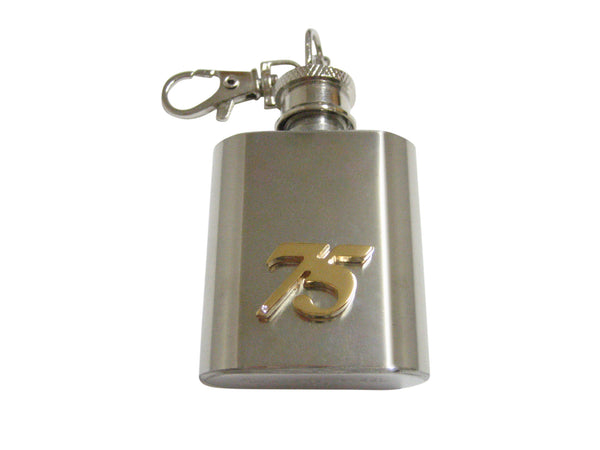 Gold Toned 75 Years 1 Oz. Stainless Steel Key Chain Flask