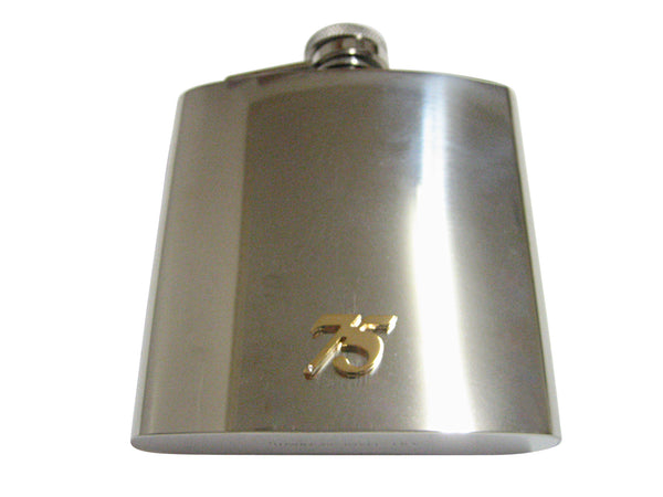 Gold Toned 75 Years 6 Oz. Stainless Steel Flask