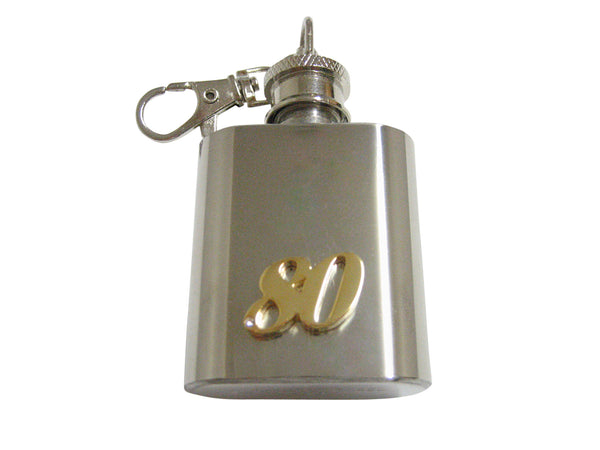 Gold Toned 80 Years 1 Oz. Stainless Steel Key Chain Flask