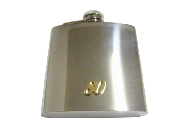 Gold Toned 80 Years 6 Oz. Stainless Steel Flask
