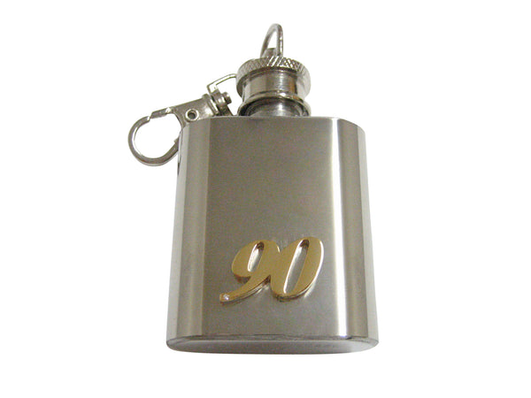 Gold Toned 90 Years 1 Oz. Stainless Steel Key Chain Flask