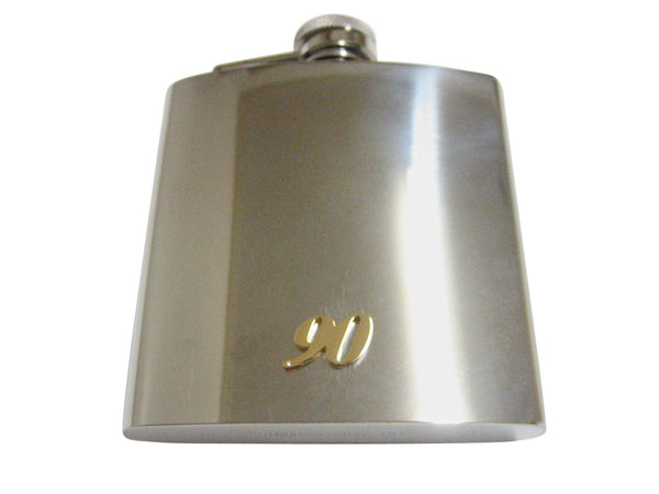 Gold Toned 90 Years 6 Oz. Stainless Steel Flask